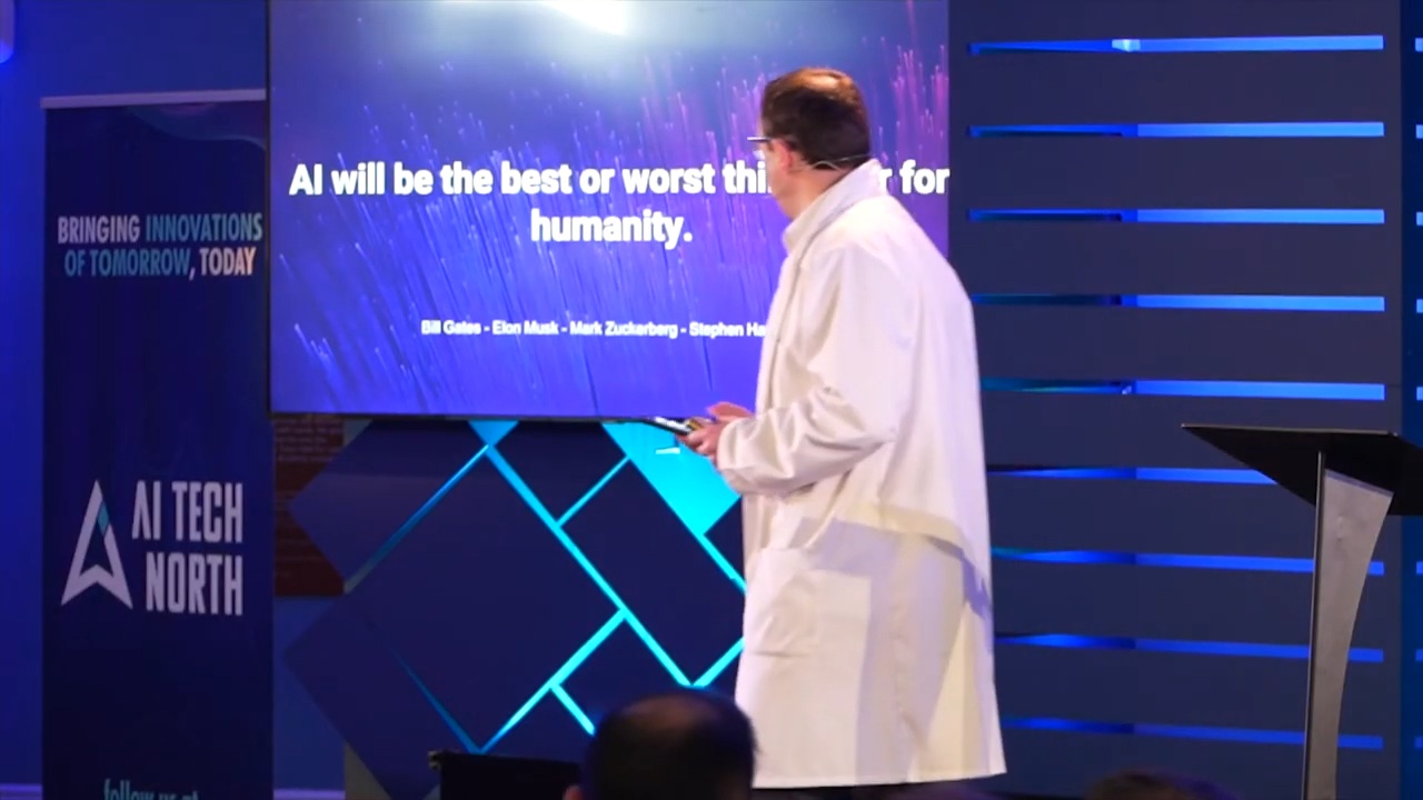 Jamie Hinton speaking at AI Tech North on AI Empathy